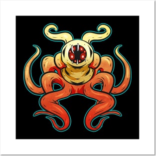 Evil Oktopus Sea Monster Tentacle Halloween Posters and Art